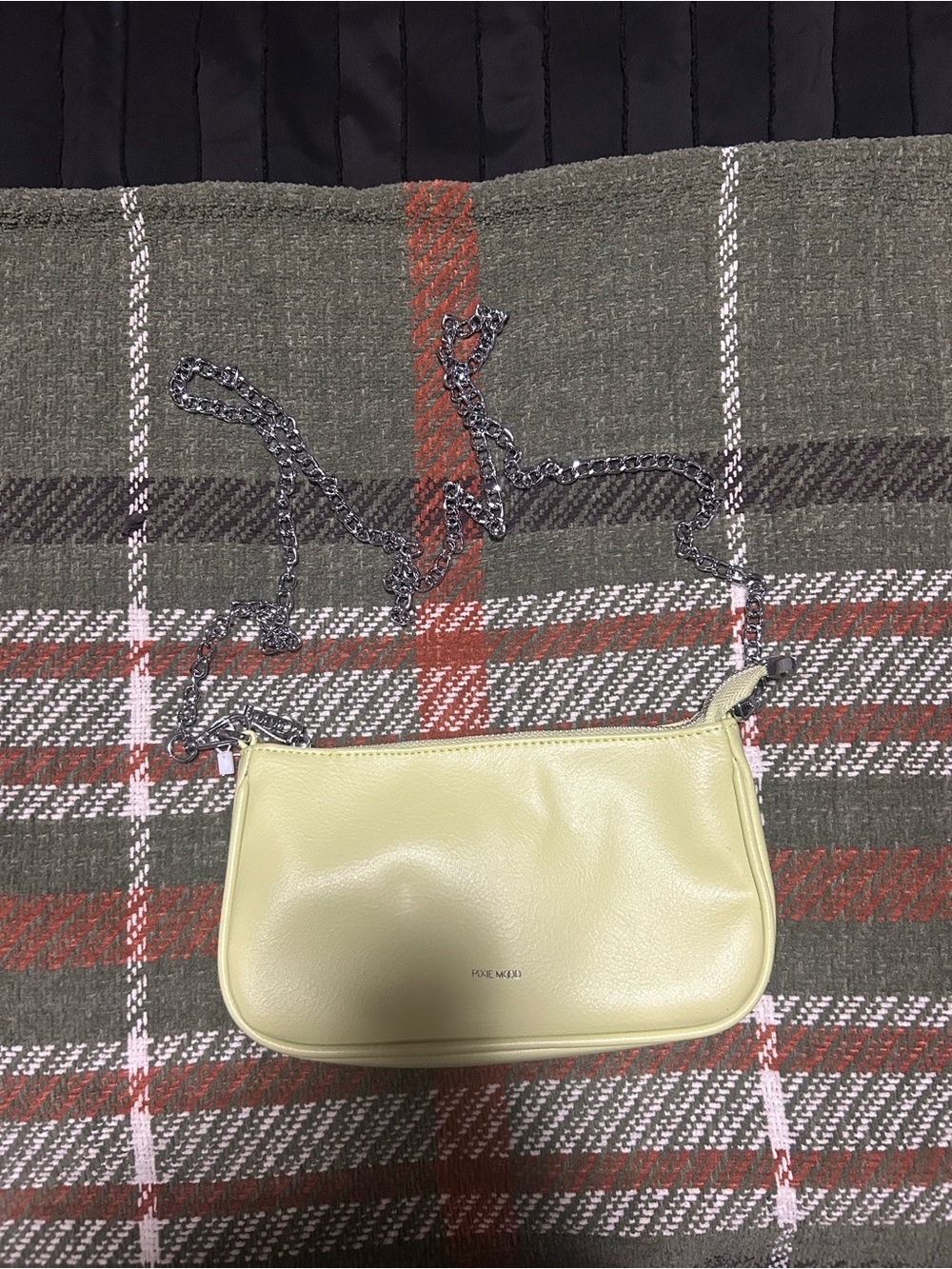 Pixie Mood Light Green Mini Shoulder Bag with Gunmetal Chain